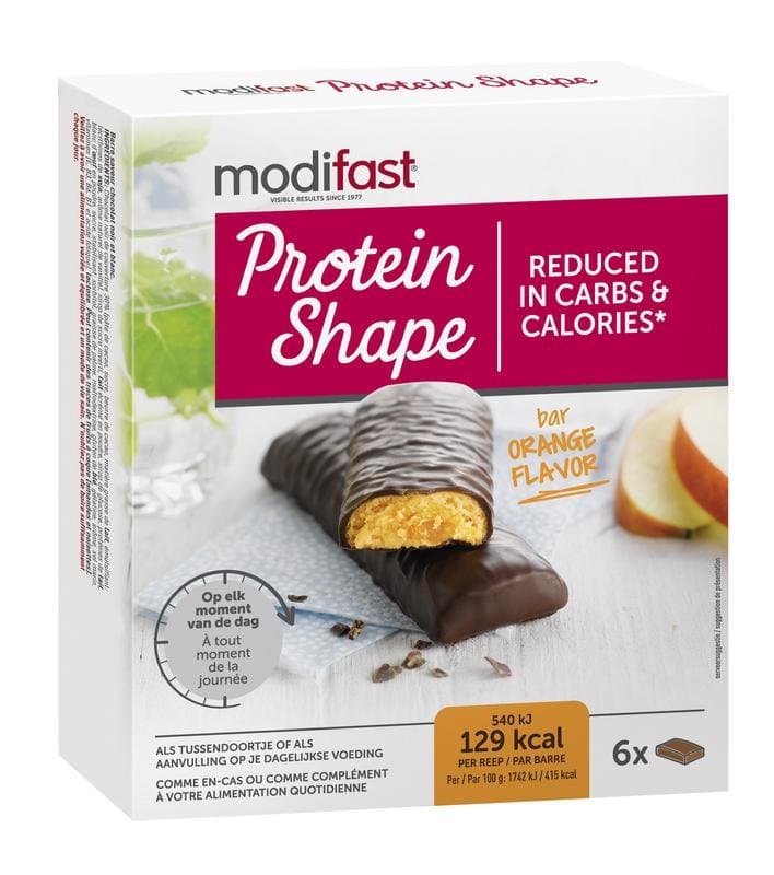 Modifast Protein shape reep choco/sinaasappel 6 x 31 gram 6x31g