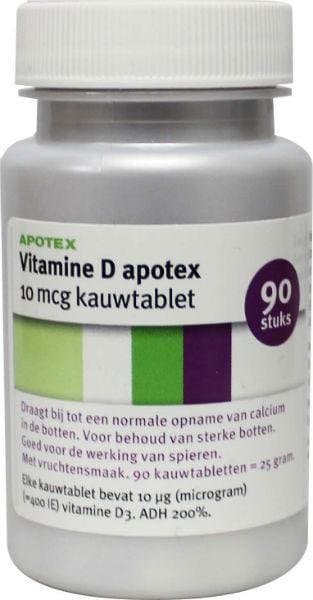 Apotex Vitamine D fruit 10mcg kauwtablet 90st